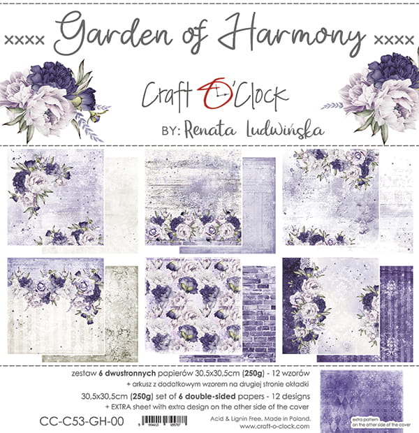 Craft O'Clock - Garden of harmony - Paper Pack -  12 x 12"