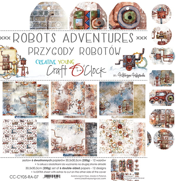 Craft O'Clock - Robots Adventure  - Paper Pack -  12 x 12"