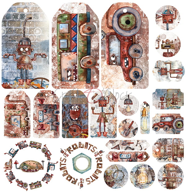 Craft O'Clock - Robots Adventure  - Paper Pack -  12 x 12"