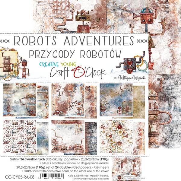 Craft O'Clock - Robots Adventure - Paper Pack -  8 x 8"