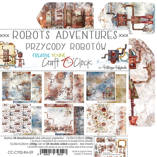 Craft O'Clock - Robots Adventure  - Paper Pack -  6 x 6"