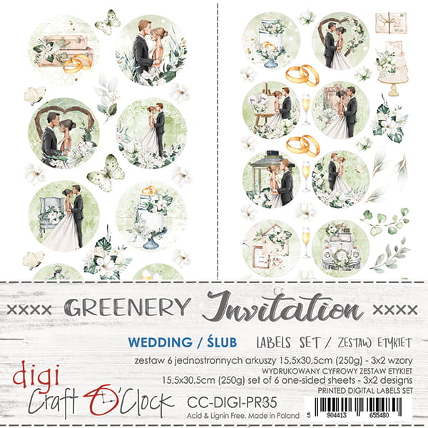 Craft O'Clock - Greenery invitation -  Labels Set 35  - Wedding