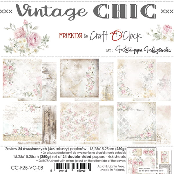 Craft O'Clock - Vintage chic - Paper Pack -  6 x 6"