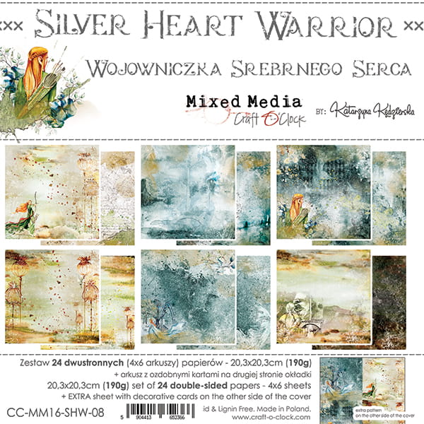 Craft O'Clock - Silver Heart Warrior  - Paper Pack -  8 x 8"