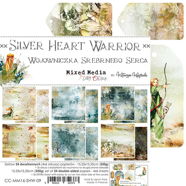 Craft O'Clock - Silver Heart Warrior  - Paper Pack -  6 x 6"