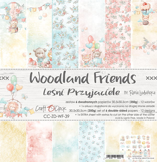 Craft O'Clock - Woodland Friends  - Paper Pack -  12 x 12"