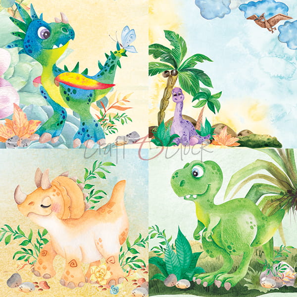 Craft O'Clock - Dino Adventures - Paper Pack -  8 x 8"