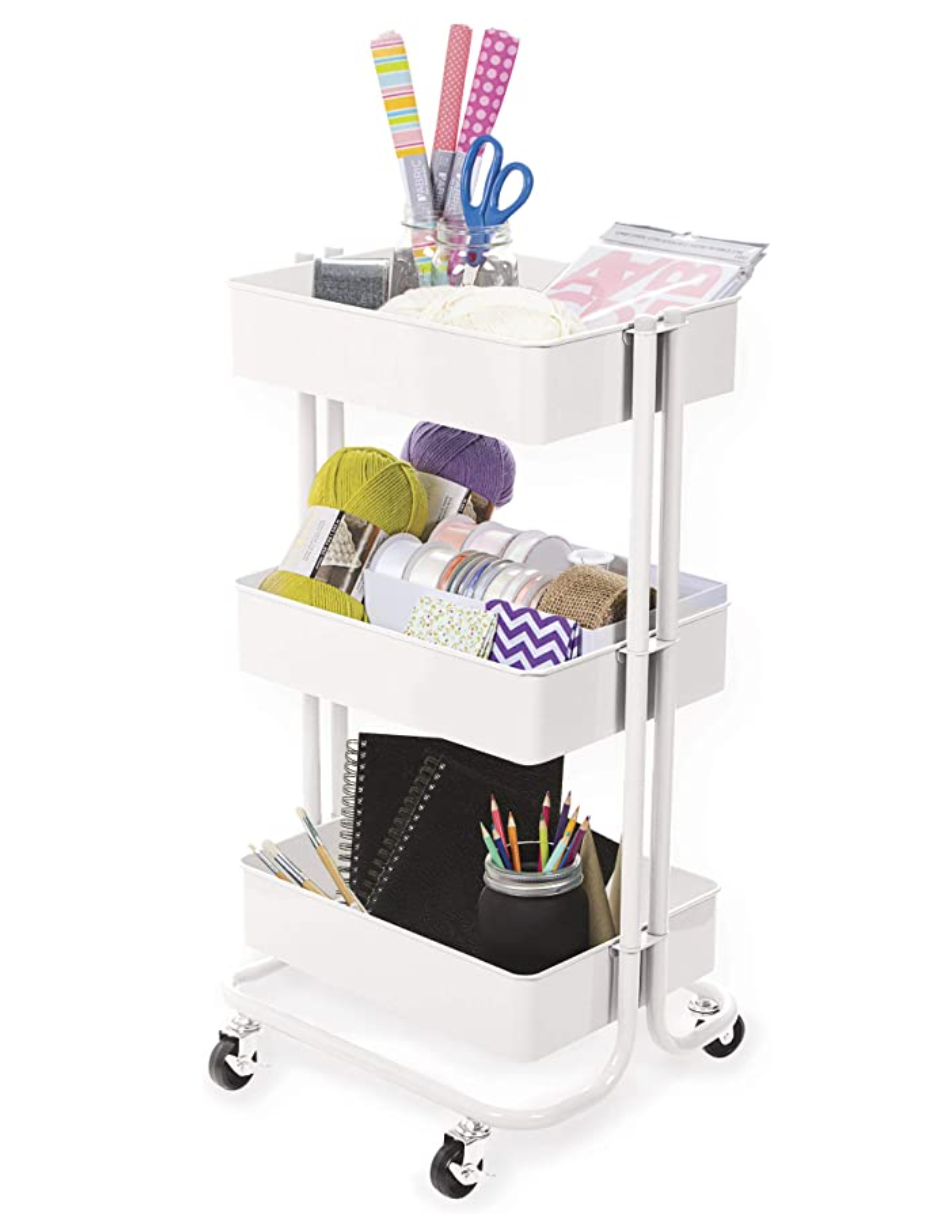 Products Darice - Metal Rolling Cart - White