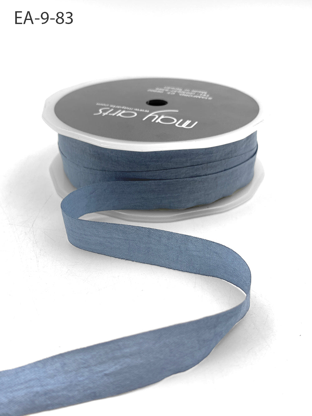 Wrinkled Faux Silk Ribbon - Slate Blue - 1,25 cm -  METERSVIS
