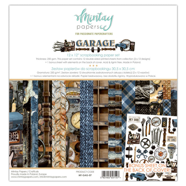 Mintay Papers - Garage - Paper Pack  - 12 x 12"