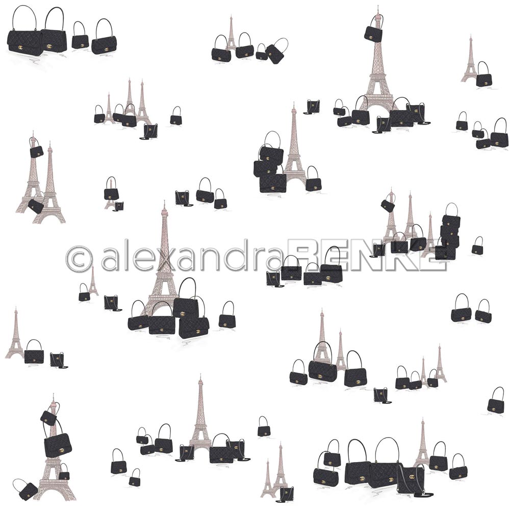 Alexandra Renke - Eiffel tower and handbags - Paper -  12x12"