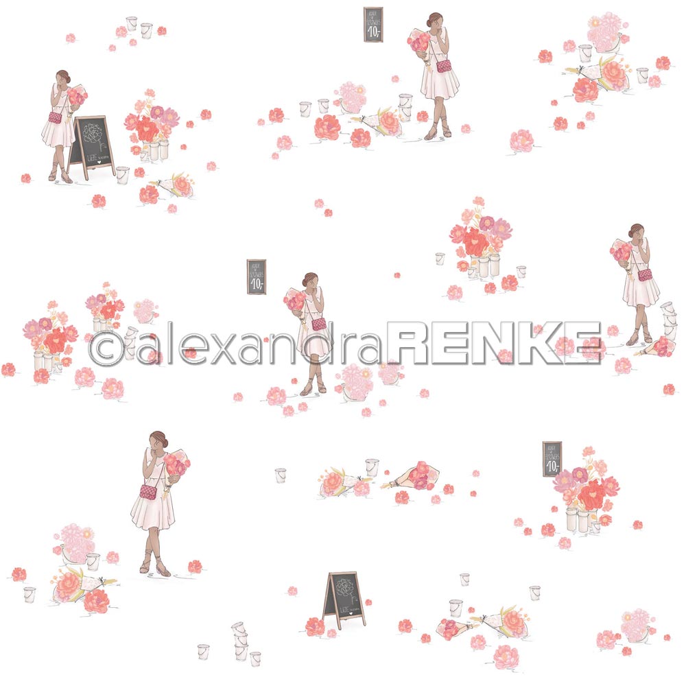 Alexandra Renke - Scattered flowers on the flower market - Paper -  12x12"