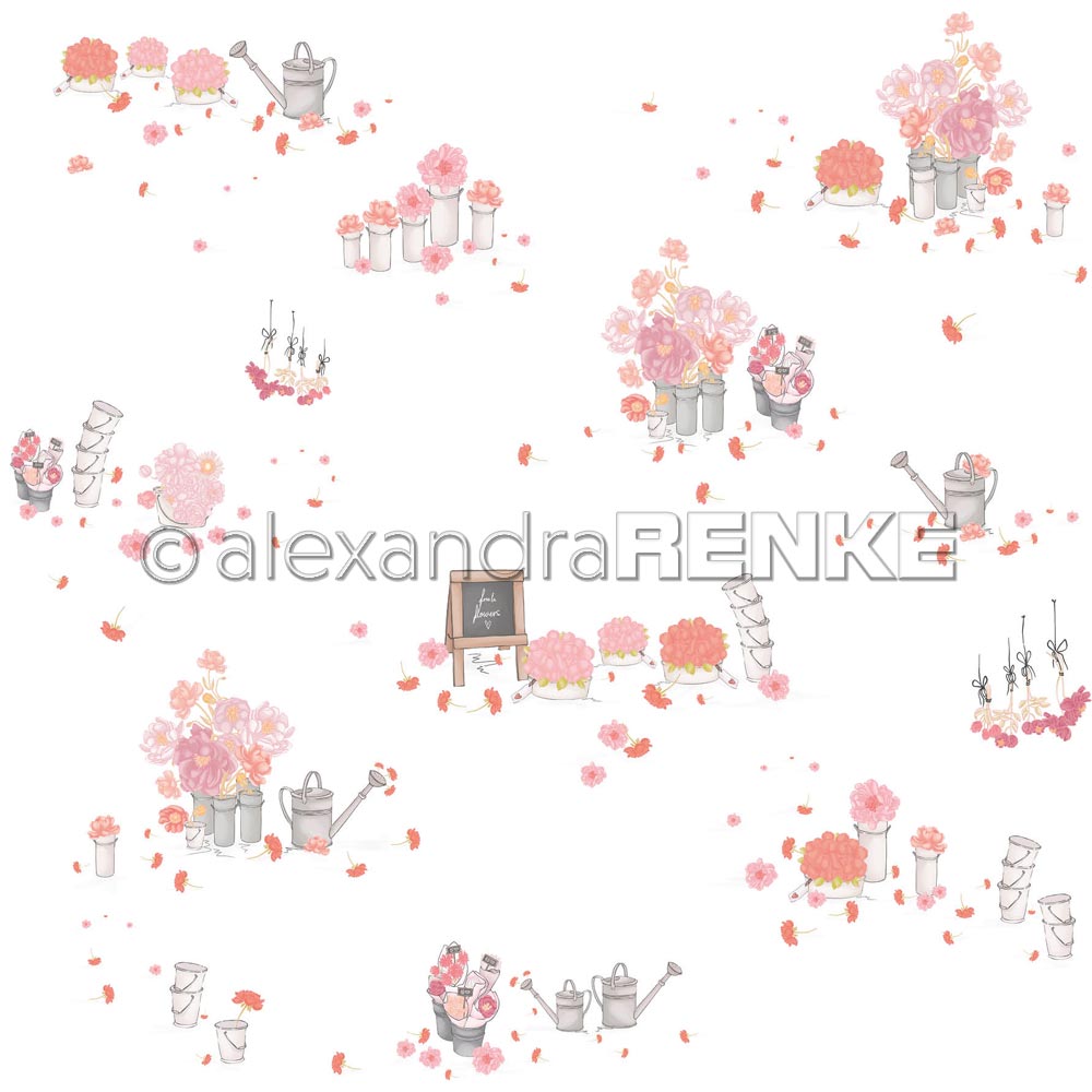 Alexandra Renke - Scattered flower arrangements - Paper -  12x12"