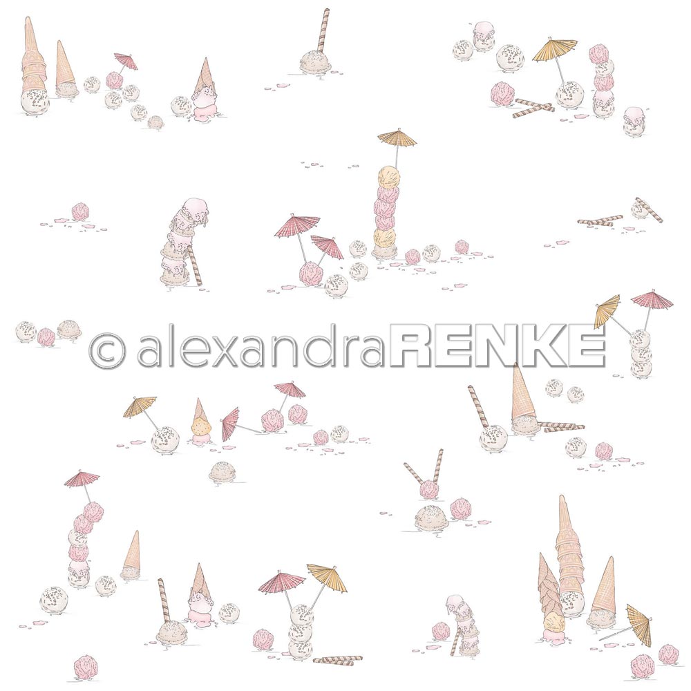 Alexandra Renke - Ice cream with umbrella - Paper -  12x12"