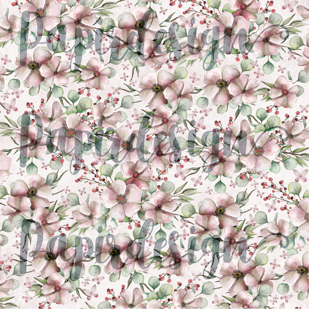 Papirdesign - Vårtegn - Blomsterfryd, rosa - 12 x 12"