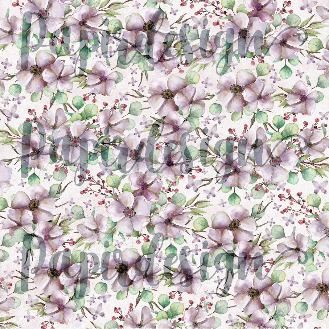 Papirdesign - Vårtegn - Blomsterfryd, lilla - 12 x 12"