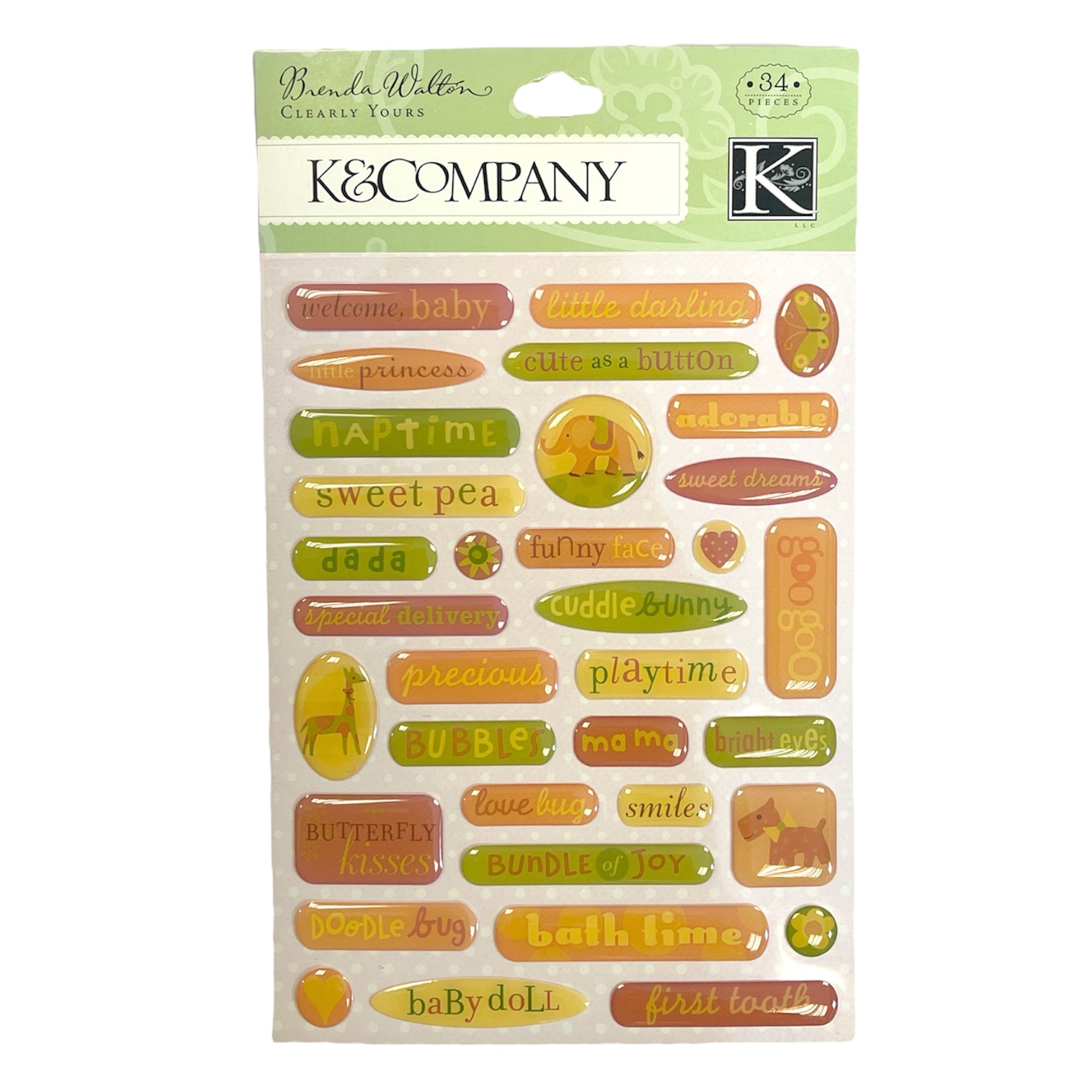 K & Company - Epoxy Stickers - Girl Words - Clearly Yours