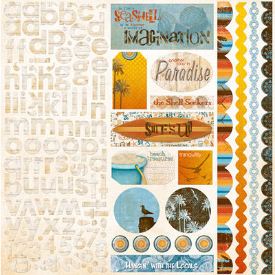 BoBunny - Paradise - Combo Sticker Sheet - 12 x 12"