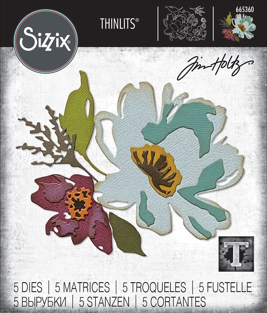Sizzix - Tim Holtz Alterations - Thinlits Colorize - Brushstroke Flowers #3