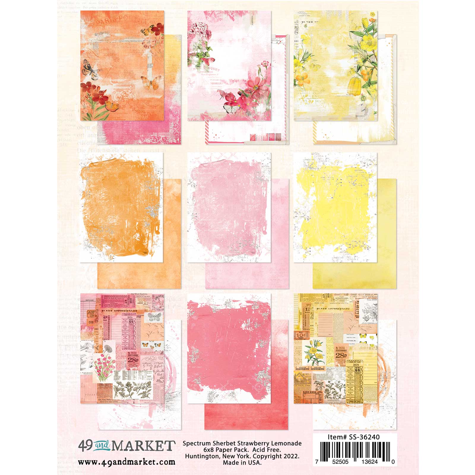 49 and Market - Spectrum Sherbet - Strawberry Lemon Collection  - 6" x 8"