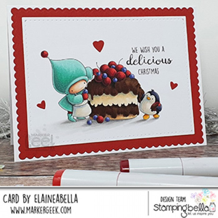 Stamping Bella - Cling Mounted Stamp - Bundle girl and penguin bake a cake