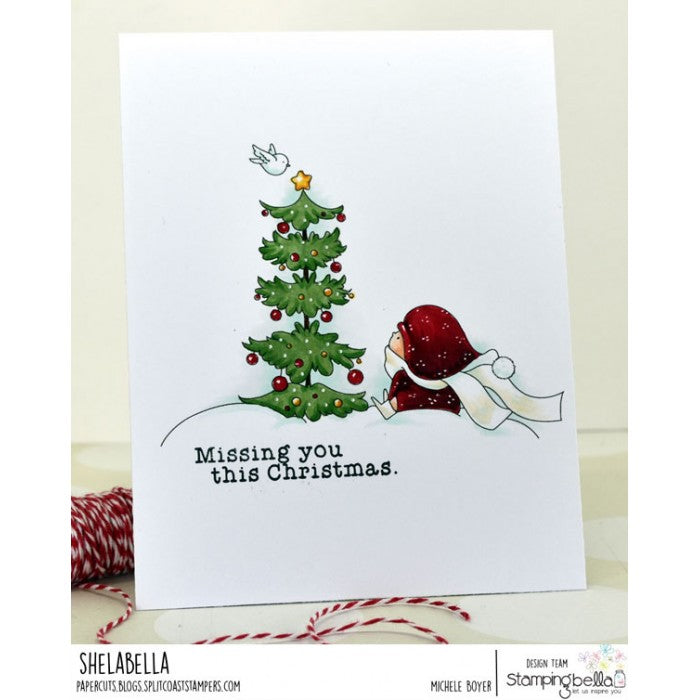 Stamping Bella - Cling Mounted Stamp - Bundle girl with a christmas tree
