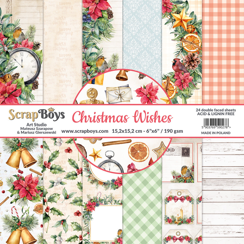 Scrapboys -  Christmas Wishes - Paper Pad  -  6 x 6"