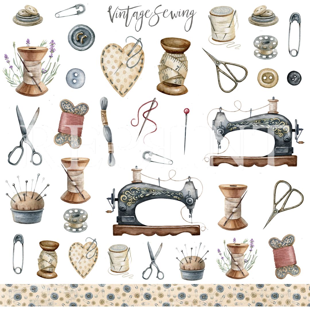 Reprint - Vintage Sewing - Collection Pack - 12 x 12"