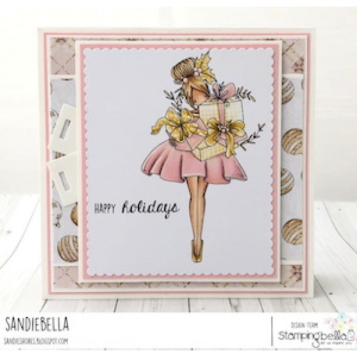 Stamping Bella - Cling Mounted Stamp - Curvy Girl with holiday gifts