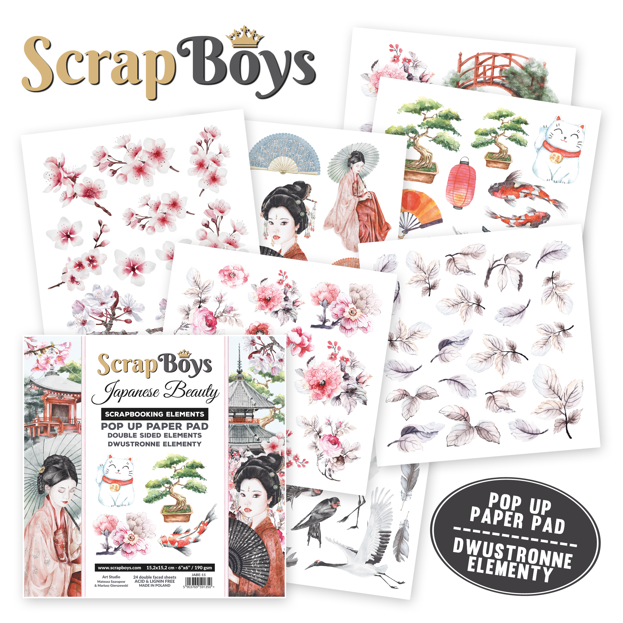 Scrapboys - Japanese Beauty - Pop up - Paper Pad  -  6 x 6"