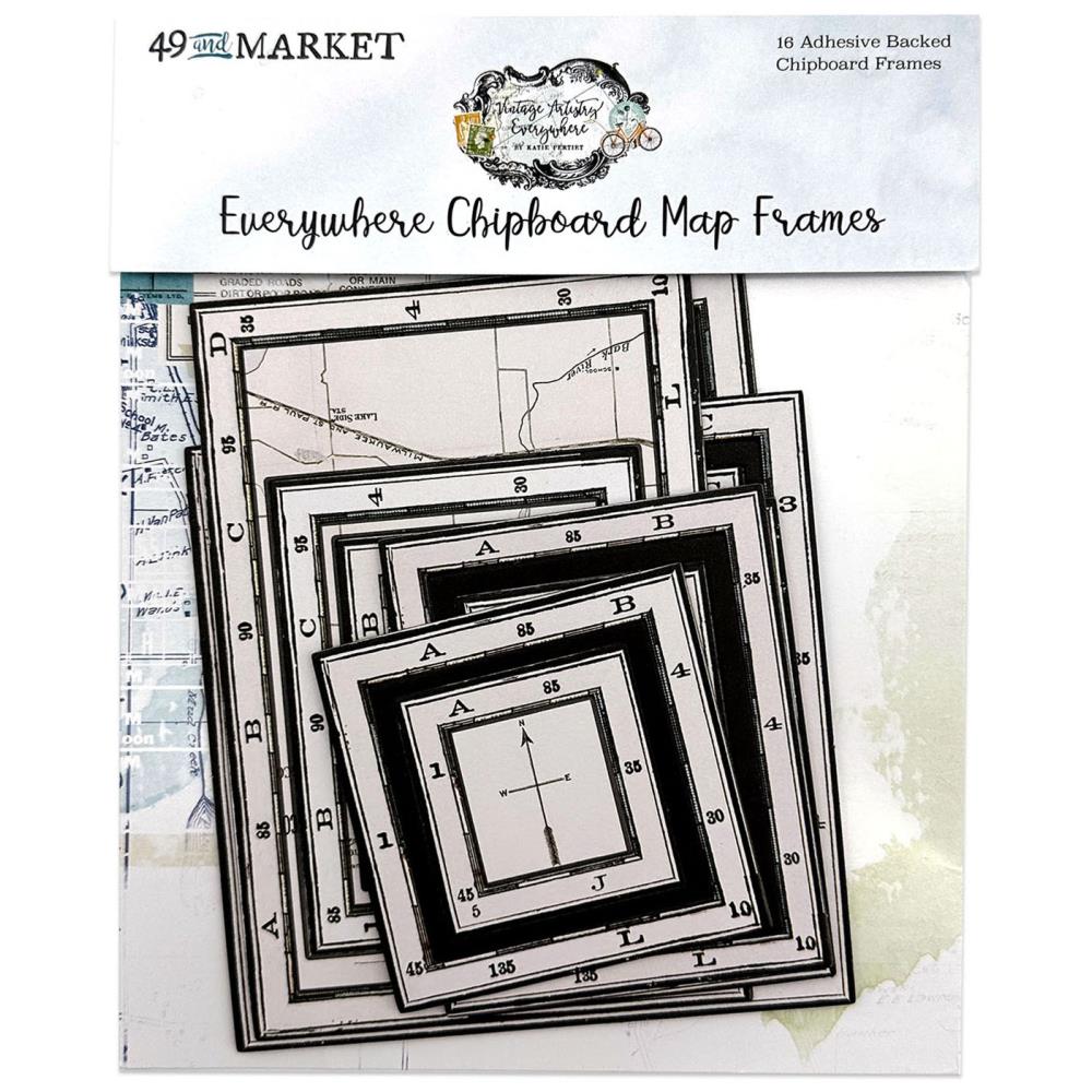 49 and Market - Everywhere - Chipboard Frame set - Map