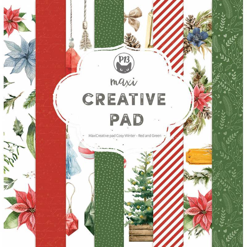 P13 - Maxi Creative Paper Pad - Cosy Winter -  Red and Green- 12 x 12"