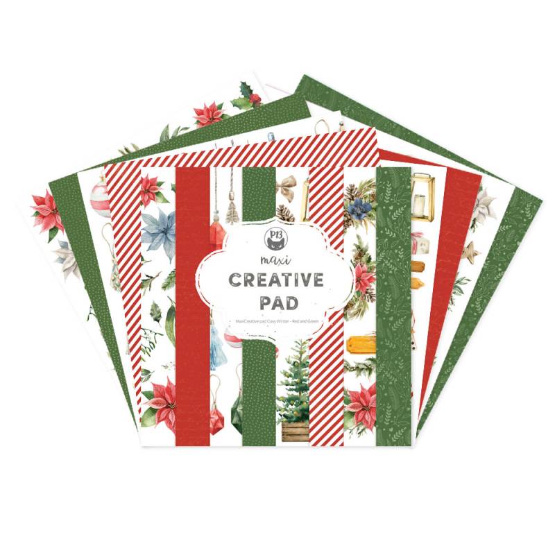 P13 - Maxi Creative Paper Pad - Cosy Winter -  Red and Green- 12 x 12"