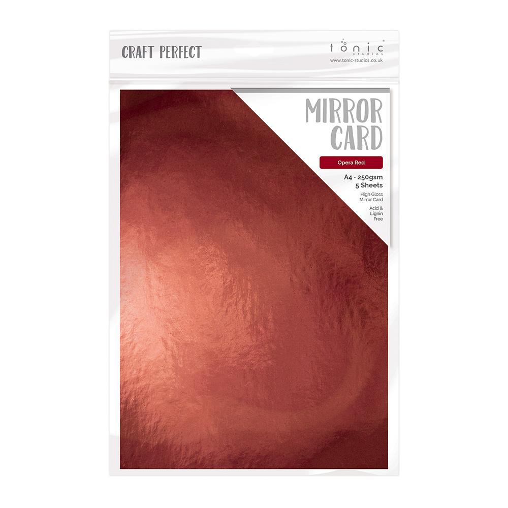Tonic Studios - Mirror Card - Foil Glossy - Opera Red -  A4 - 5 pk