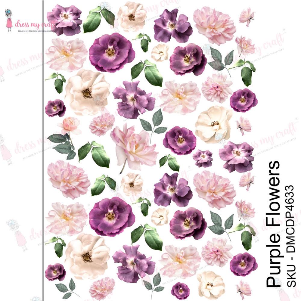 Dress my craft - Transfer Me Sheet -  A4 - Purple Flowers