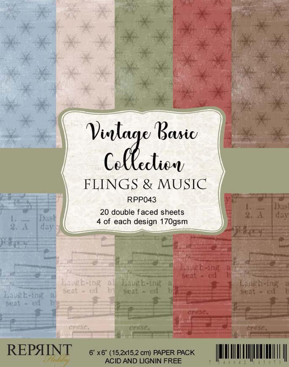 Reprint - Vintage Basic Collection - Flings & Music - Paper Pack   6 x 6"