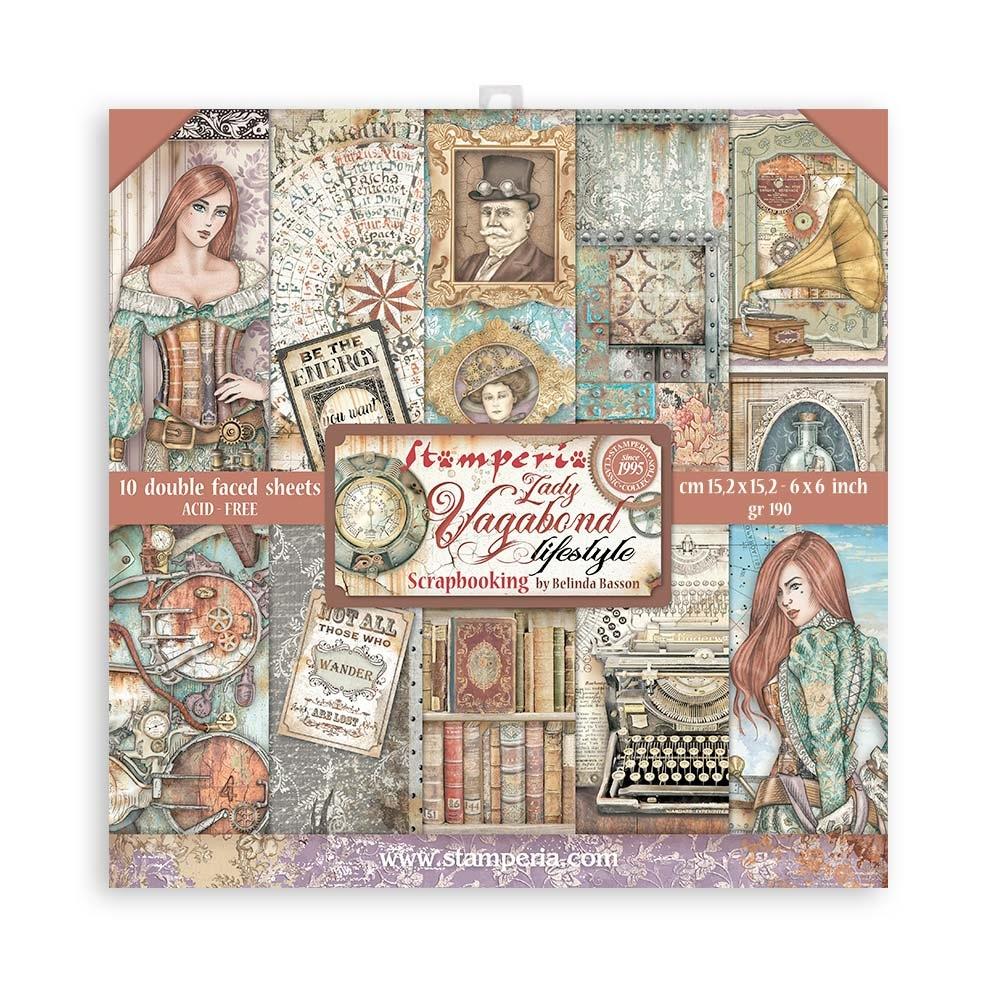 Stamperia - Lady Vagabond Lifestyle - Paper Pack - 10 pk -    6 x 6"