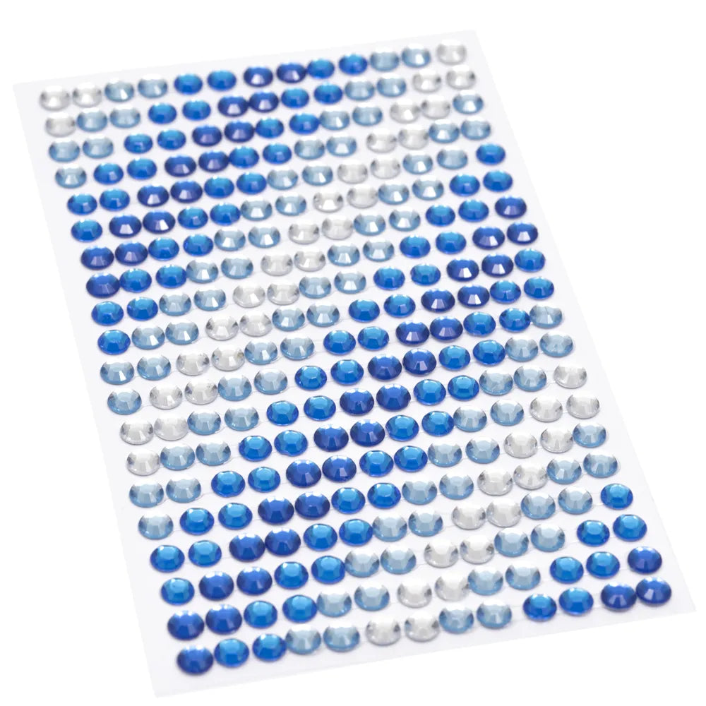 Kort & Godt - Stickers Bling - 6 mm - Mørk blå / blå / Lys blå / klar