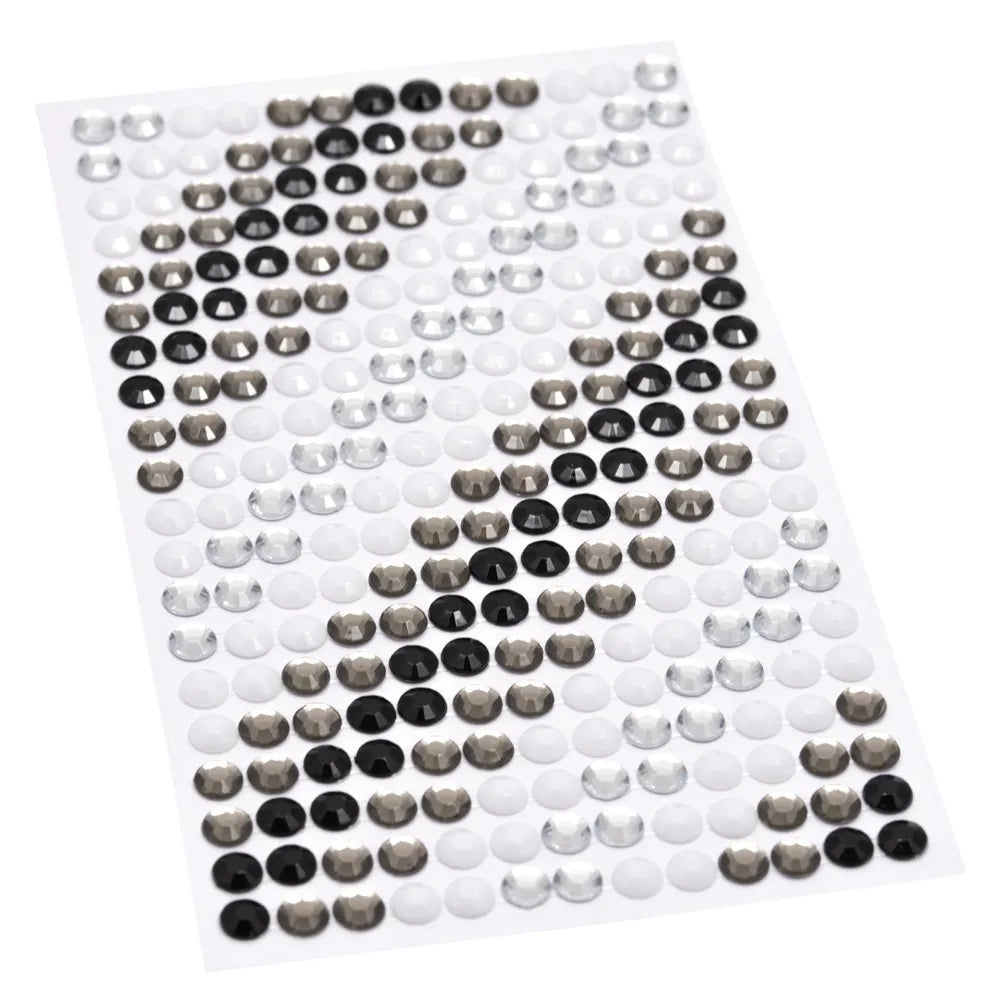 Kort & Godt - Stickers Bling - 6 mm - Sort  / grå / hvit / klar