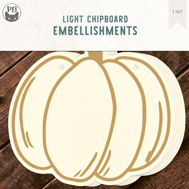 P13 - Happy Halloween - Light Chipboard Banner - Pumpkin 6 x 6"